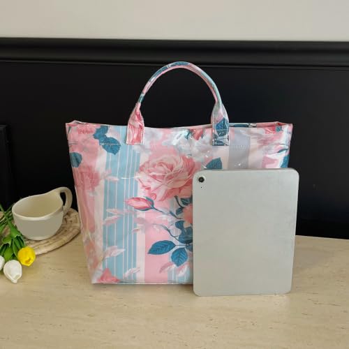 Image of PVC Tote Bag for Women Waterproof Plastic Jelly Tote Letter Print Hobo Handbag for Travel, Gift