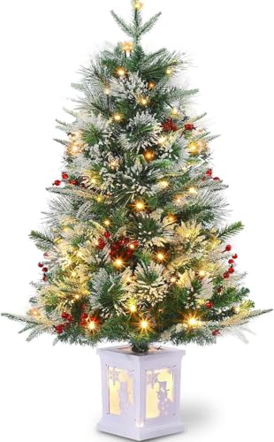 3 Ft Pre-Lit Christmas Tree, Artificial Christmas Trees with Lighting, Xmas Trees with 78 Led...