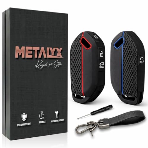 Image of Metalyx [2 Key Covers + 1 PU Leather Keychain] for Kia Seltos 2026 | Silicone Key Fob Case | Anti-Scratch | HTK HTK(O) HTX HTX(A) GTX GTX(A) Keyfob Case For Seltos Facelift