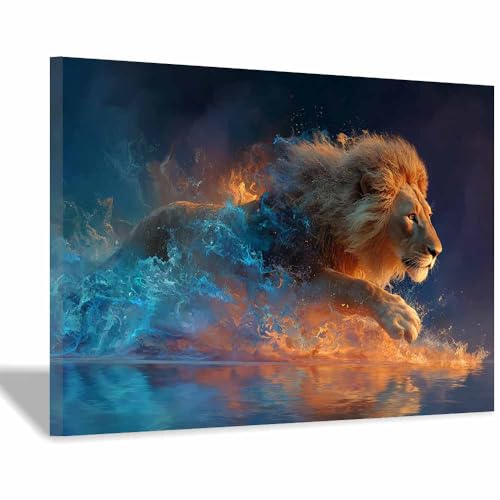 Tableaux muraux lions de flamme avec cadre pour une élégance durable