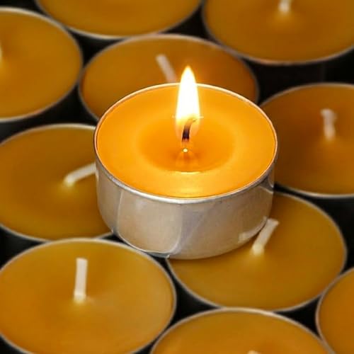 Beeswax Tealights Candles 4 Hour Handmade Beeswax Tea Lights Candle Organic Tealight Candles Natural Candles Non Toxic Unscented Smokeless Clean Burning 10 Pack