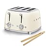   Smeg-50s-Retro-4-Slot-Toaster-TSF03CRUS-Bundle-with-Bamboo-Tongs-Cream
