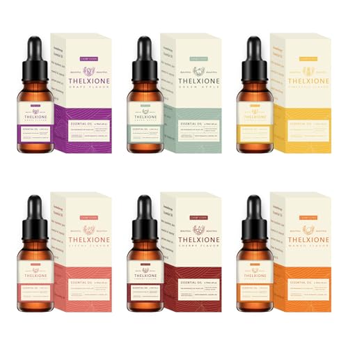 Set Huiles Essentielles Fruitées 6 Pcs Huiles Fruitées Aromathérapie Premium Parfum Fruité Et Gourmande Huile Essentielle Pomme Verte, Litchi, Raisin, Cerise, Mangue, Ananas Pour Diffuseurs, Massage