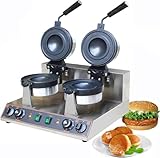 YANGYMM 1300W Kommerzieller Burger-Waffeleisen, Antihaft-Panini-Hamburger-Pressmaschine,...