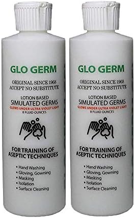 Glo Germ Gel, 8 Ounce, Simulated Germ Lotion for Hand Washing and Aseptic Technique Training, 2-Pack