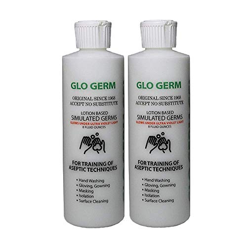 Glo Germ Gel 8 Ounce Simulated Germ Lotion for Hand Washing and Aseptic Technique Training 2-Pack