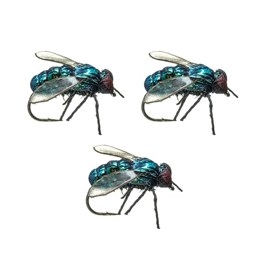 Dry Flies by Colorado Fly Supply - True Housefly Fly Fishing Dry Fly - Realistic Dry Flies for your Fly Box - 3 Pack of Trout Flies and Fishing Lures - Hook Size 14