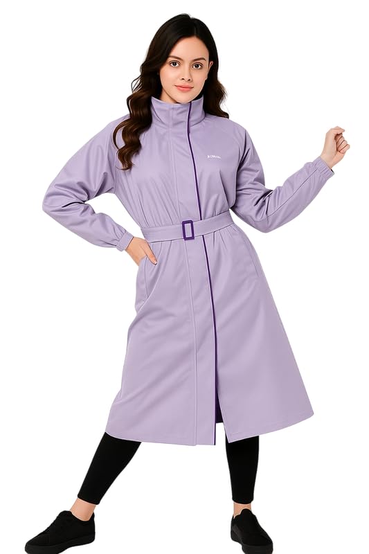devil Women's Full-Length Raincoat with Adjustable Belt - Waterproof, Lightweight, and Stylish (Purple,Multisize)-picture-34