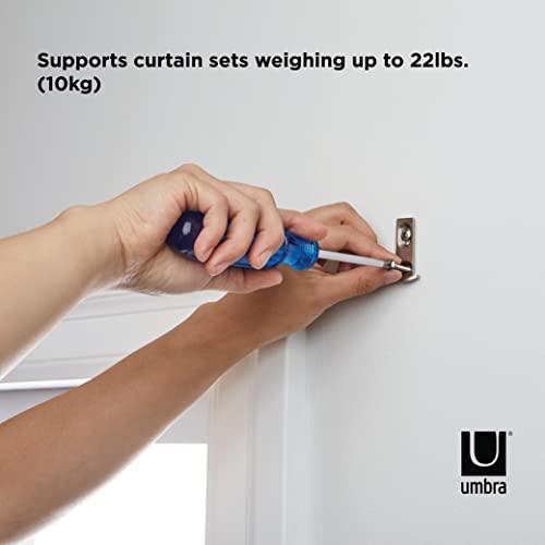 Umbra Twilight Single Curtain Rod Set – Wrap Around Design Is Ideal For Blackout Or Room Darkening Panels, 28-48, Nickel #TOP4