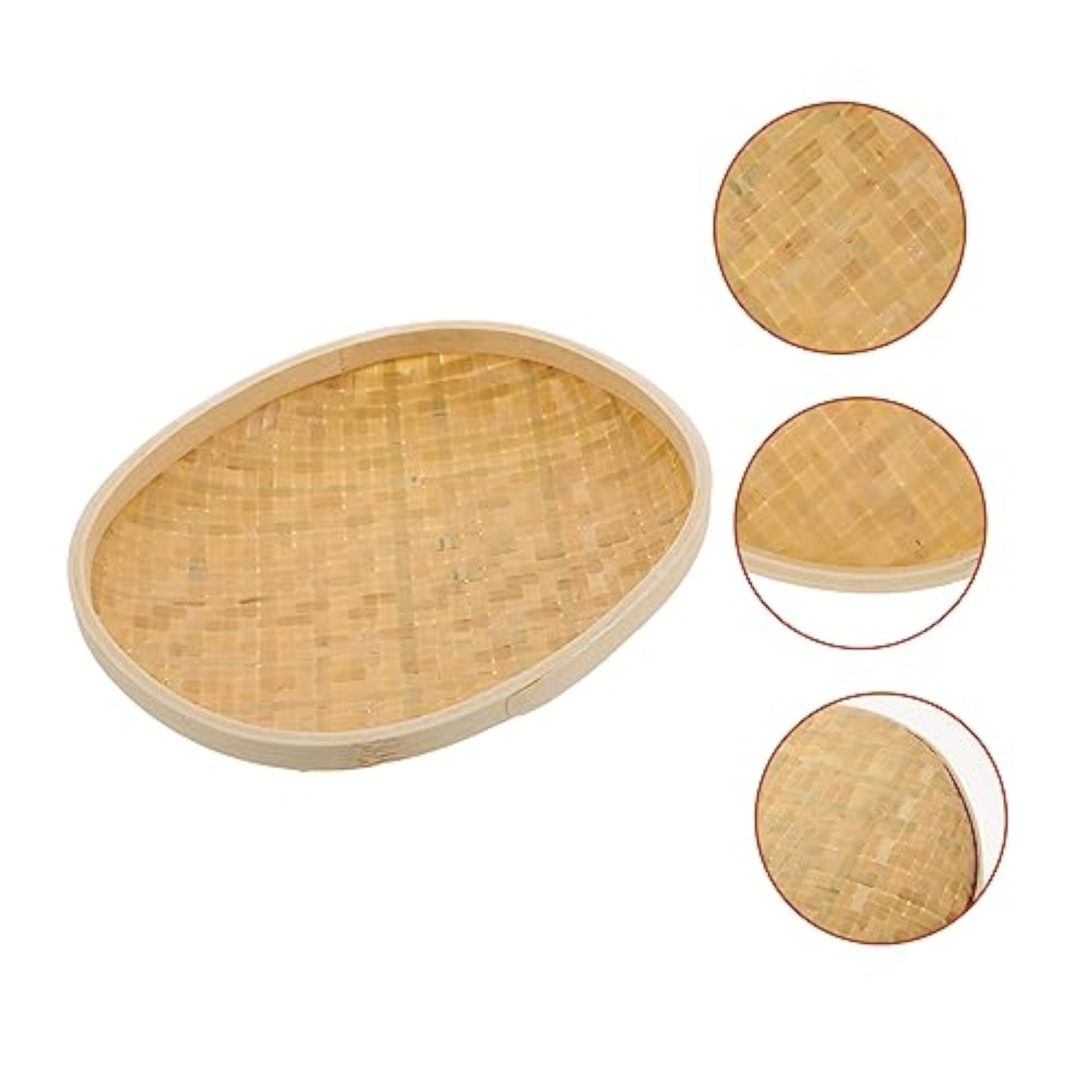Bamboo Woven Basket Tray for Kitchen Organizer Serving