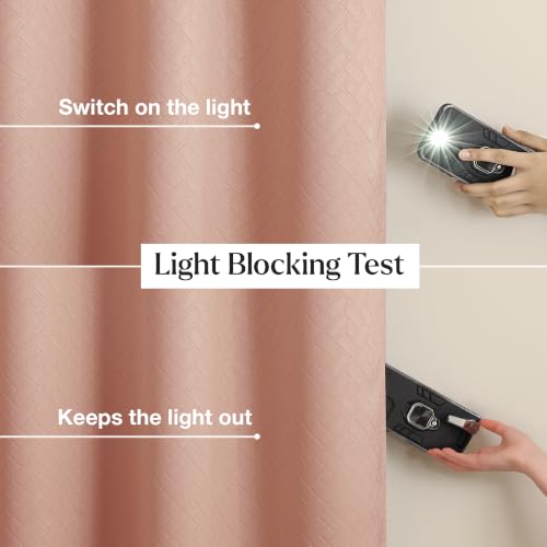 Image of HOMEMONDE 100% True Blackout Curtains 9 Feet Long Door - Single Piece Curtain| Embossed Design | Light Block Thermal Insulated & Noise Reducing & Fade Resistant Curtains (Pink, 108Inch)