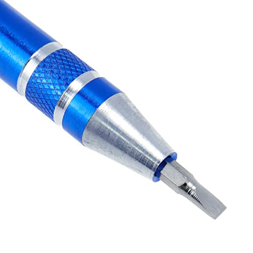 Mewutal 8 In 1 Mini Screwdriver Blue Pen-Shaped Flat-Blade Screwdriver Cross Screwdriver Set For Computer Watch Radio, With 8 Bits #TOP4