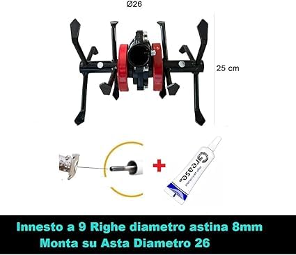 Gruppo Zappette da Ø26 x 9 Denti x Decespugliatori Motozappa x Orto Fresa ingranaggio IN OMAGGIO GRASSO