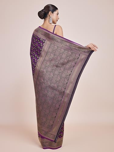Image of Monjolika Fashion Women's Banarasi Pure Kanjivaram Style Satin Silk Saree With Blouse Piece for Wedding