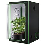 SereneLife Medium Hydroponic Grow Tent Garden - 36'' x 36'' x 72'' Indoor Plant Growing System w/ Durable Reflective 600D Mylar, Observation Window - Includes Removable Floor Tray, Pole Shelf