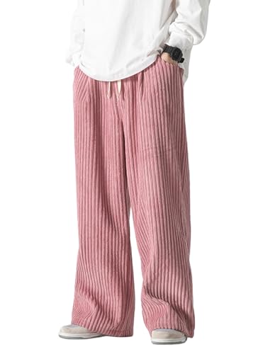 Y2K Corduroy Pants Men Vintage Baggy Pants Loose Fit Cargo Joggers Sweatpants Straight Leg Track Pants