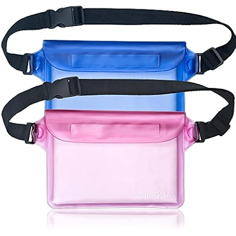 YUMQUA Waterproof Pouch with Waist Strap (2 Pack), Screen Touch Sensitive Waterproof Dry Bags for Boating Pool Swimming Kayaking Fishing Beach, Keep Your Phone and Valuables Safe and Dry Cover