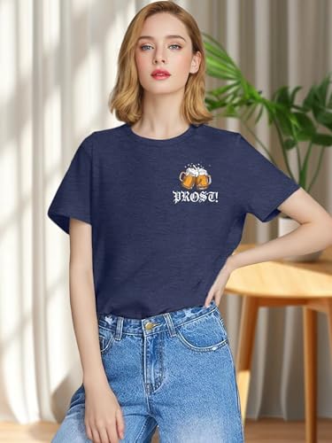 Oktoberfest Shirt for Women German Bavarian Octoberfest Festival T-Shirts Short Sleeve Graphic Tee Tops4