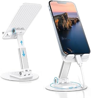 pinci Telescopic 360 Rotating Adjustable Phone Stand,Aluminum Foldable Cellphone Tablet Holder,Ergonomic Cell Phone Stands for iPhone 14 Pro Max Plus,13 12 Pro Max,Galaxy S22 S21,Samsung,iPad,iPad Pro