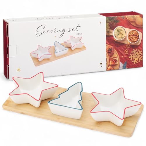 MIJOMA Servierset Weihnachten 4-teilig – Porzellanschalen in Stern-...
