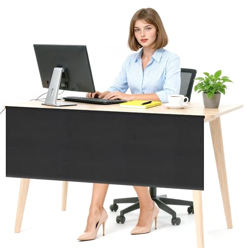 EcoBrisa 48' Under Desk Privacy Panel Self-Adhesive Modesty Panel Stand Up Desk Modesty Panel for Home Office or Standing Workstation, Black