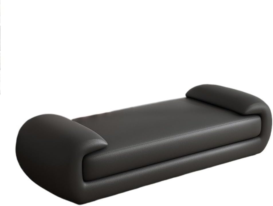 End Stool Bed End Stool Bedroom Minimalist Living Room Long Sofa Stool Leather Bedroom Bed Bedside Stool Dressing Stool Long Bench(Black,Medium)