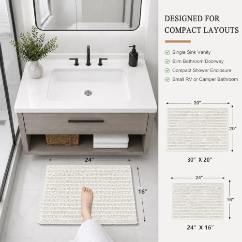 Image of Arotive Luxury Small Bathroom Rugs 24x16, Extra Soft Thick Absorbent Shaggy Chenille Bath Rugs, Machine Wash Dry, Bath Mats for Bathroom Floor, Tub and Shower, Home Decor Accessories, Ivory