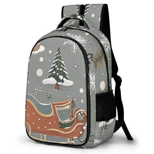 Heavy-Duty Backpack with Side Pockets, All Kinds of Sleds Print Durable Backpack Ideal for Travel, And Outdoor Adventures