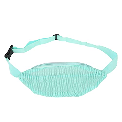 Beach Mesh Fanny Pack, Breathable Fanny Packs for Women Men, Portable Outdoor Sports Waist Pack with Adjustable Waist , for Boating Running Travelling (Light Blue 30LB)