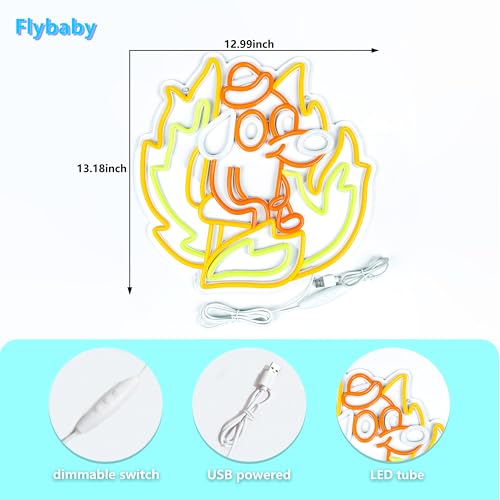 Image of Fine Dog Neon Sign, Funny Dog LED Neon Light Sign, USB Powered with Dimmable Switch, LED Sings for Bedroom Children Gift Home Art Wall Decoration 12.99 * 13.18inches