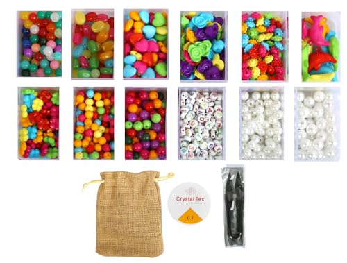Image of Ambitieux 12 Types Of Colorful 900+ Pcs 8Mm Of Plastic Beads - Perfect For Crafting (All Color Beads),Multicolor