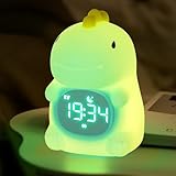 Kids Alarm Clock, Ok to Wake Clock for Kids, Toddlers Night Light Clock for Bedroom, Dinosaur Alarm Clock with Sleep Training and Sound Machine, Birthday Gift for Boys Girls Children
