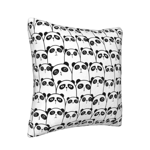 Housses de coussin velours côtelé panda carré 45x45 décoration