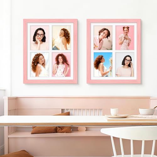 Image of DUENPY 12x16 Picture Frame 5x7 Collage Picture Frame Displays Four 5x7 inch Photos or 12x16 (Without Mat) for Available Horizontal Wall Mounting Display and Vertical Pink