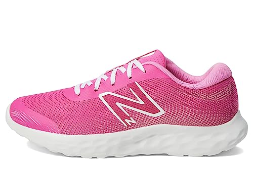 New Balance Tênis de corrida unissex infantil Dynasoft 520 V8 com cadarço, Rosa alto/Branco/Rosa Sin