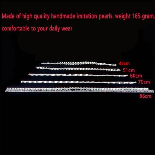 Long Pearl Necklaces for Women Cream White Faux Pearl Strand Layered Necklace Costume Jewelry (White 5 lines
