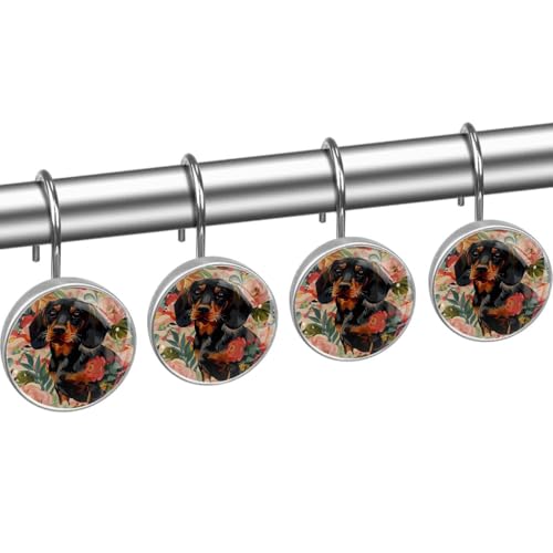 Crochets de rideau de douche chien saucisse en acier inoxydable x12 - 3