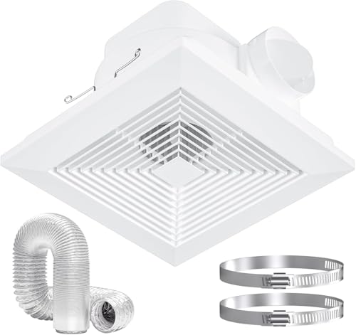 Okryain 天井埋込形換気扇 ダクト用換気扇 セット 速結端子接続 ダクトホース 固定用ホースバンド付き シロッコファン トイレ・浴室・居間ダクト用 (セット)