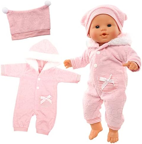 Miunana New Doll Clothes Overall for 14-16 Inch 35- 40 cm Born Baby Doll, Baby Doll Clothes Pink