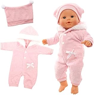 Miunana New Doll Clothes Overall for 14-16 Inch 35- 40 cm Born Baby Doll, Baby Doll Clothes Pink
