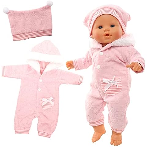 Miunana New Doll Clothes Overall for 14-16 Inch 35- 40 cm Born Baby Doll, Baby Doll Clothes Pink Cover