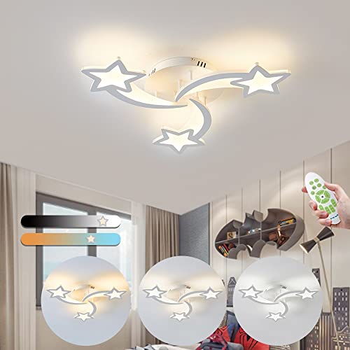 RHTCEN Lámpara De Techo LED Para Interiores 22W 3 Cabezas Moderna Lámpara De Techo Infantil Meteorito Con Control Remoto Regulable 3000K-6000K, Adecuada Para Dormitorio, Sala De Estar, Comedor Cover