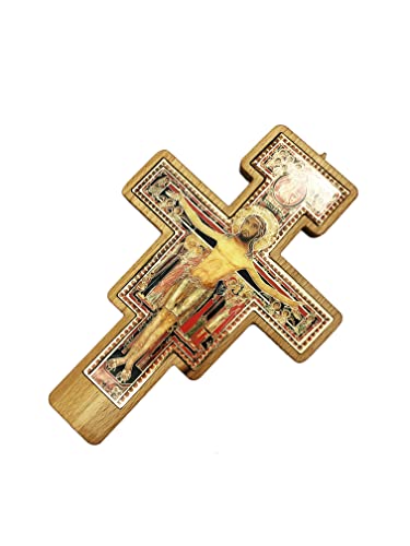 Handmade Wooden Francisian Crucifix,Wall Cross, Catholic Cross,Icon,Premium Quality, Beech Wood Gift For Your Home,Symbol Of Faith And Religion, Perfect A Gift,Every Christian,Light Brown 9.5*6.5In #TOP2