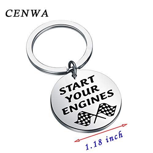 CENWA Race Day Gift Street Racing Gift Start Your Engines Keychain Checkered Flag Jewelry Car Racing Gift Drag Racing Gift2