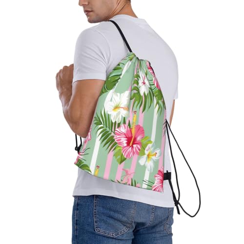 Dusviba Sac à dos avec cordon de serrage Motif fleurs d'hibiscus tropical – vue 8