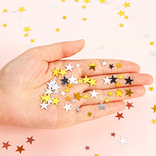 60 G Star Confetti Glitter Star Table Confetti Metallic Foil Stars For Party Wedding Festival Decorations (Gold Silver 60G, 10Mm And 6Mm) #TOP3