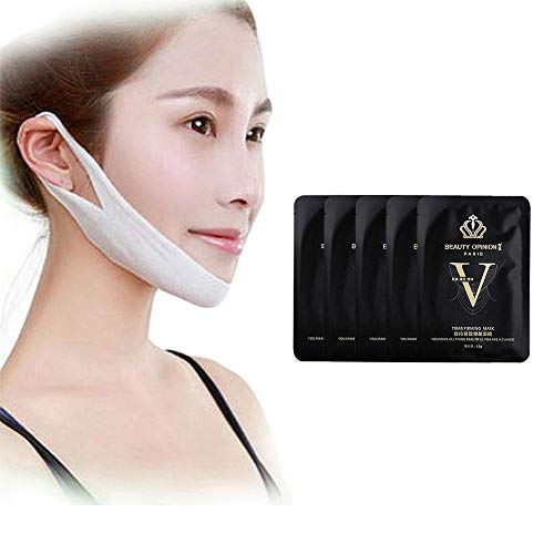 KOBWA V Face Line Belt, Chin Cheek Slim Lift Up Anti Wrinkle Mask Strap Band, V Face Shaping Strap for Anti Aging Wrinkle and Reducing Double Chin (5pcs)