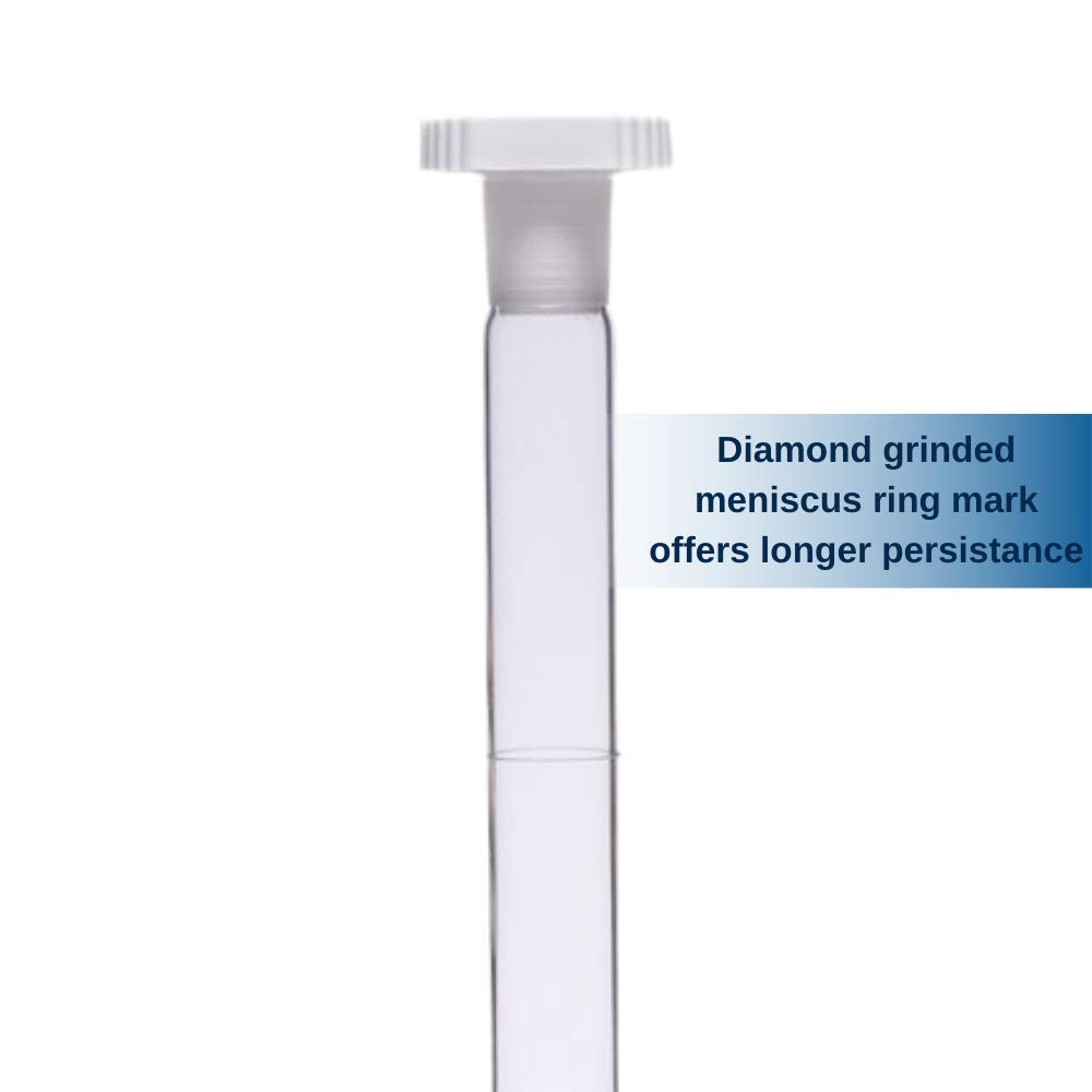 ISOLAB - Pistone graduato, vetro trasparente, classe A, certificato di conformità, graduato blu, 100 ml, NS 14/23, confezione da 2 pezzi