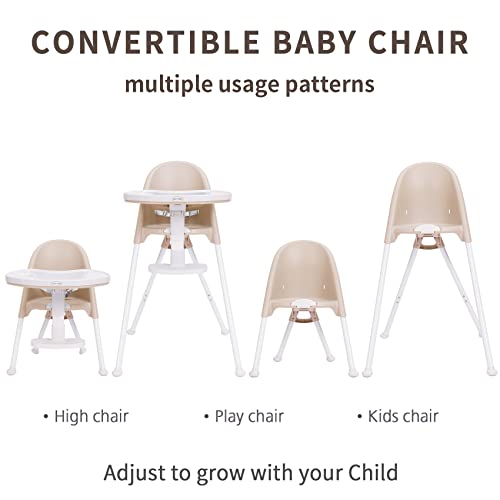 Image of High Chair Folding,One Click fold,Save Space, Detachable Double Tray, Infant Chair, Car Traveling, 3 in 1 Convertible, 3-Point Harness, Adjustable Footrest, Non-Slip Feet, Adjustable Legs