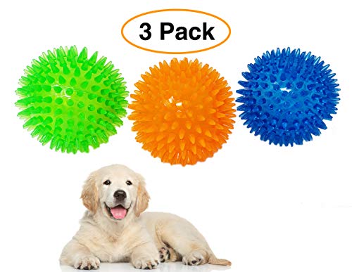 Pet Solutions Dog Toy Spiky Balls | KNOBBY 3.5” (3 Pack) Squeezy